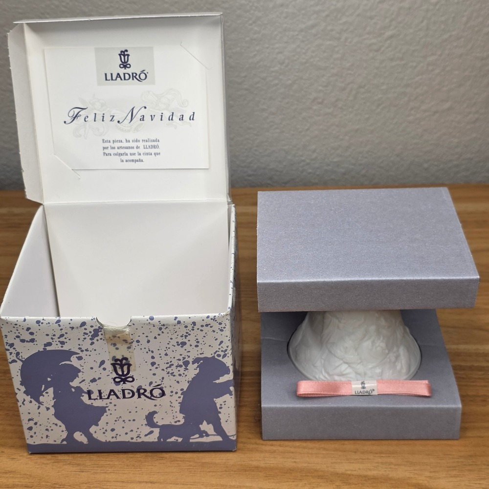 Lladro 1997 Christmas Bell Ornament White Matte Porcelain NIB 16441 Spain